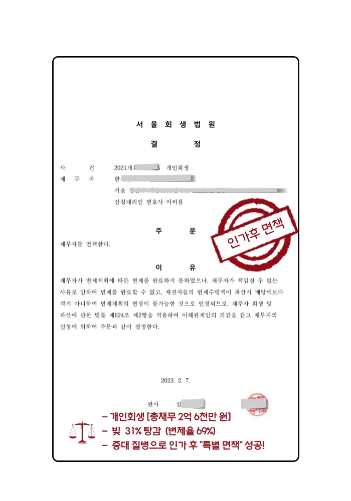 개인회생 성공사례 3